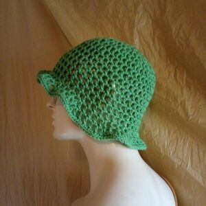 Handmade Green Crochet Cloche Hat